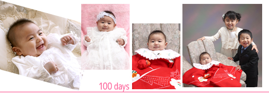 かわいい表情がでてくる頃に撮影の、100日祝い記念写真もオススメです。